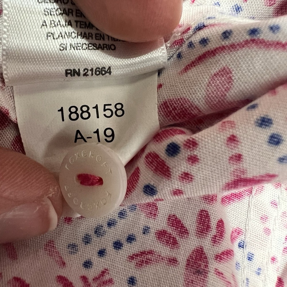 Foxcroft Easy Care Button Down Geometric Pink Blu… - image 11